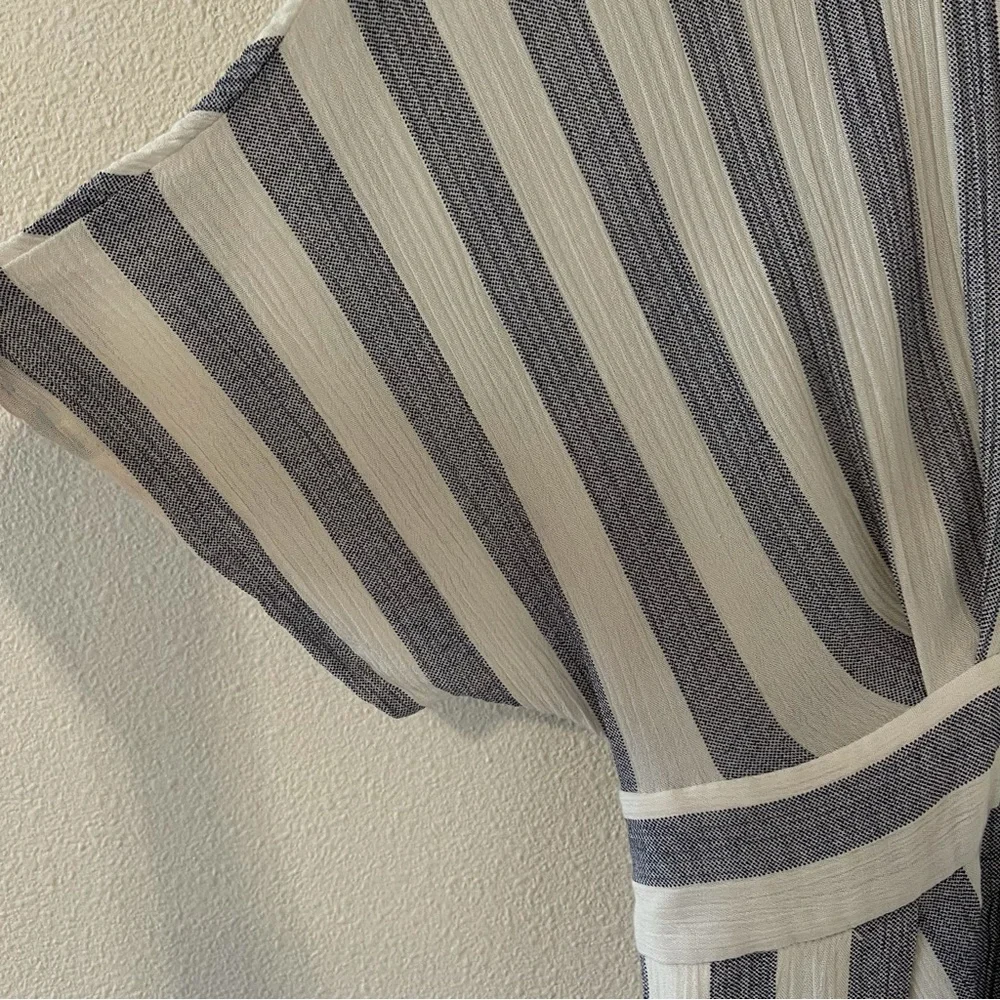 Lulu’s Pier of Influence Blue White Striped Midi Dress Guaze Open Back-XS - Picture 6 of 11